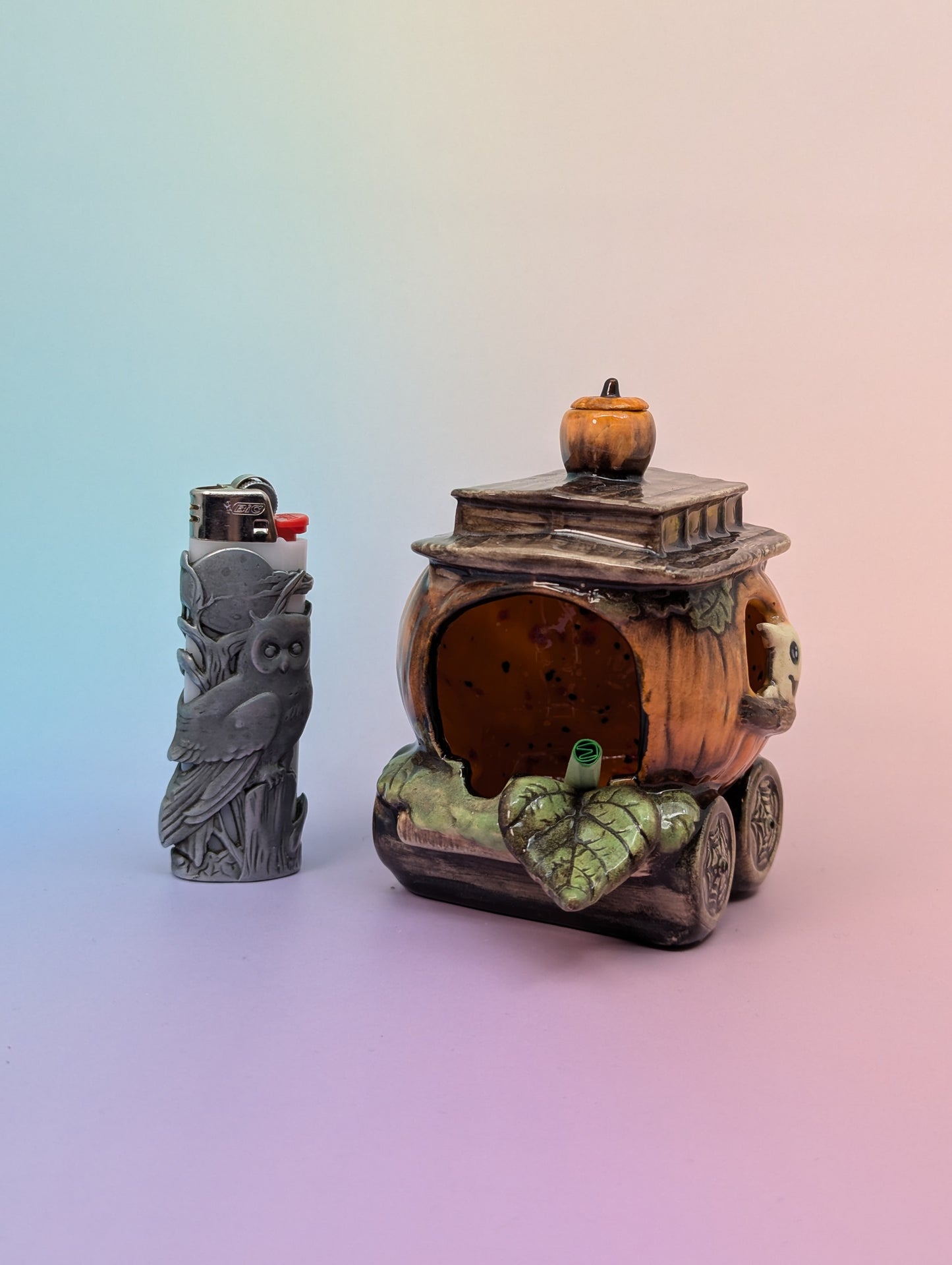 Pumpkin Train Car Ashtray/Incense Burner