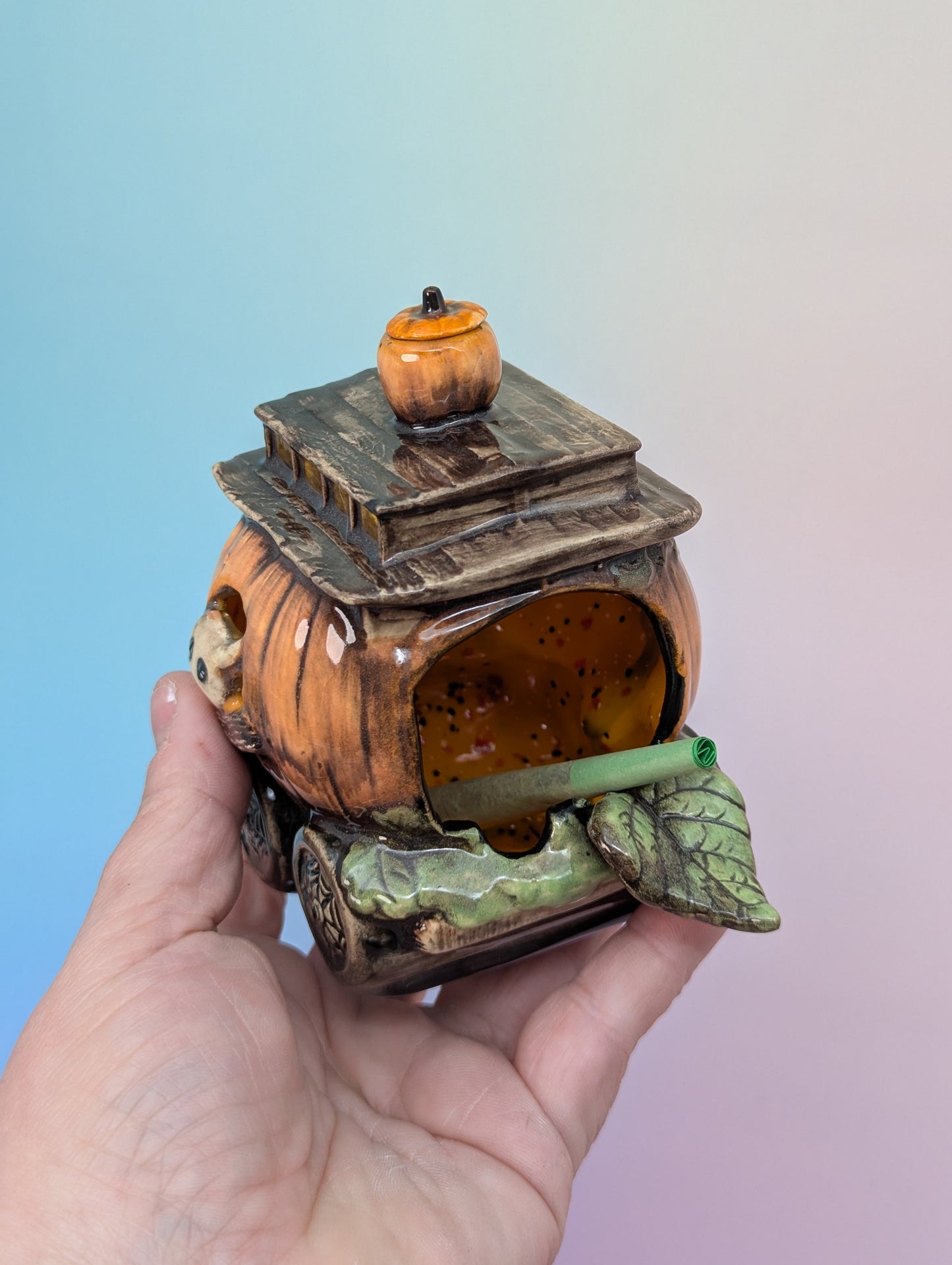 Pumpkin Train Car Ashtray/Incense Burner