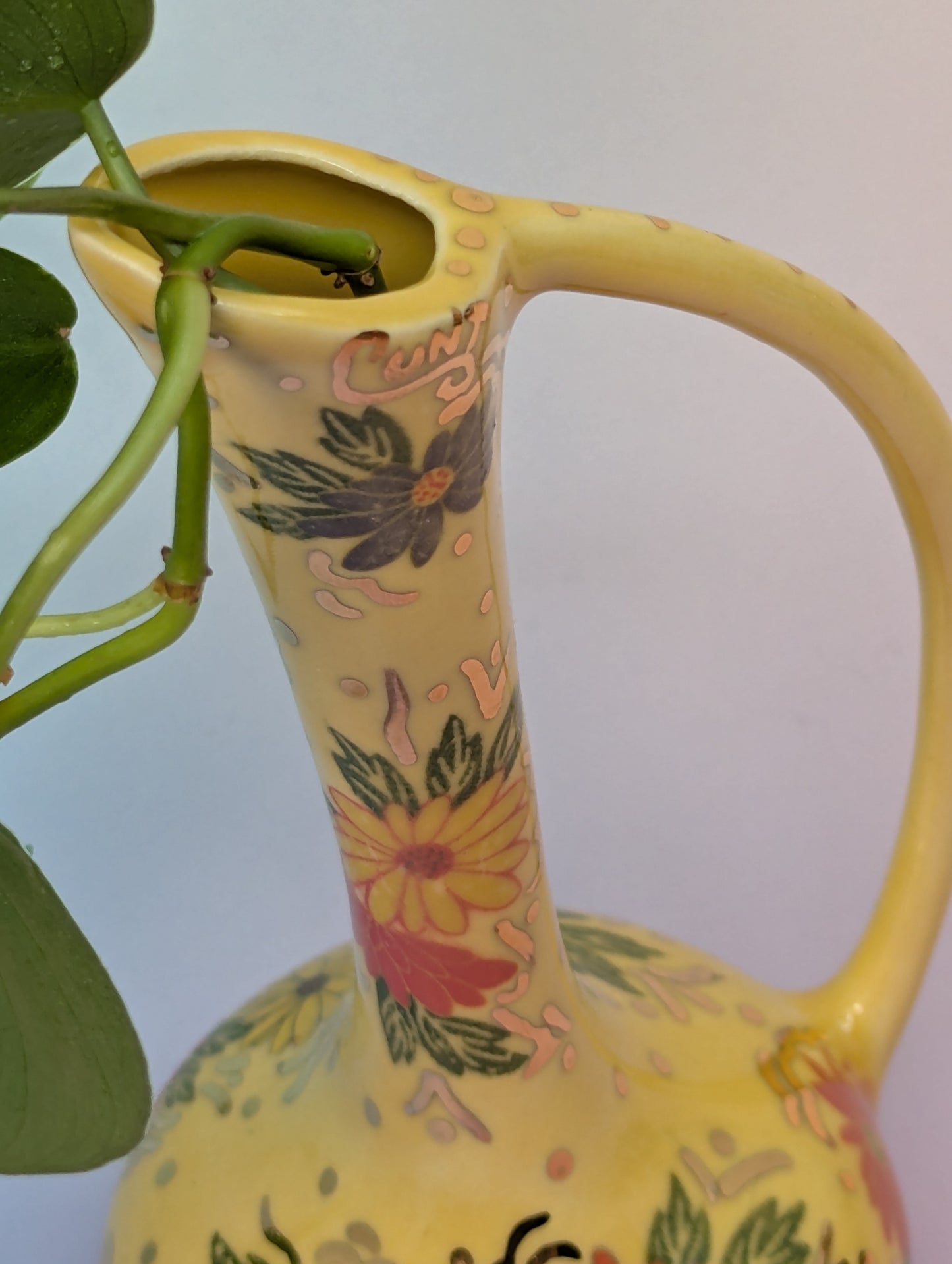 Vintage Pitcher Bud Vase w/Flowers "Cunt"