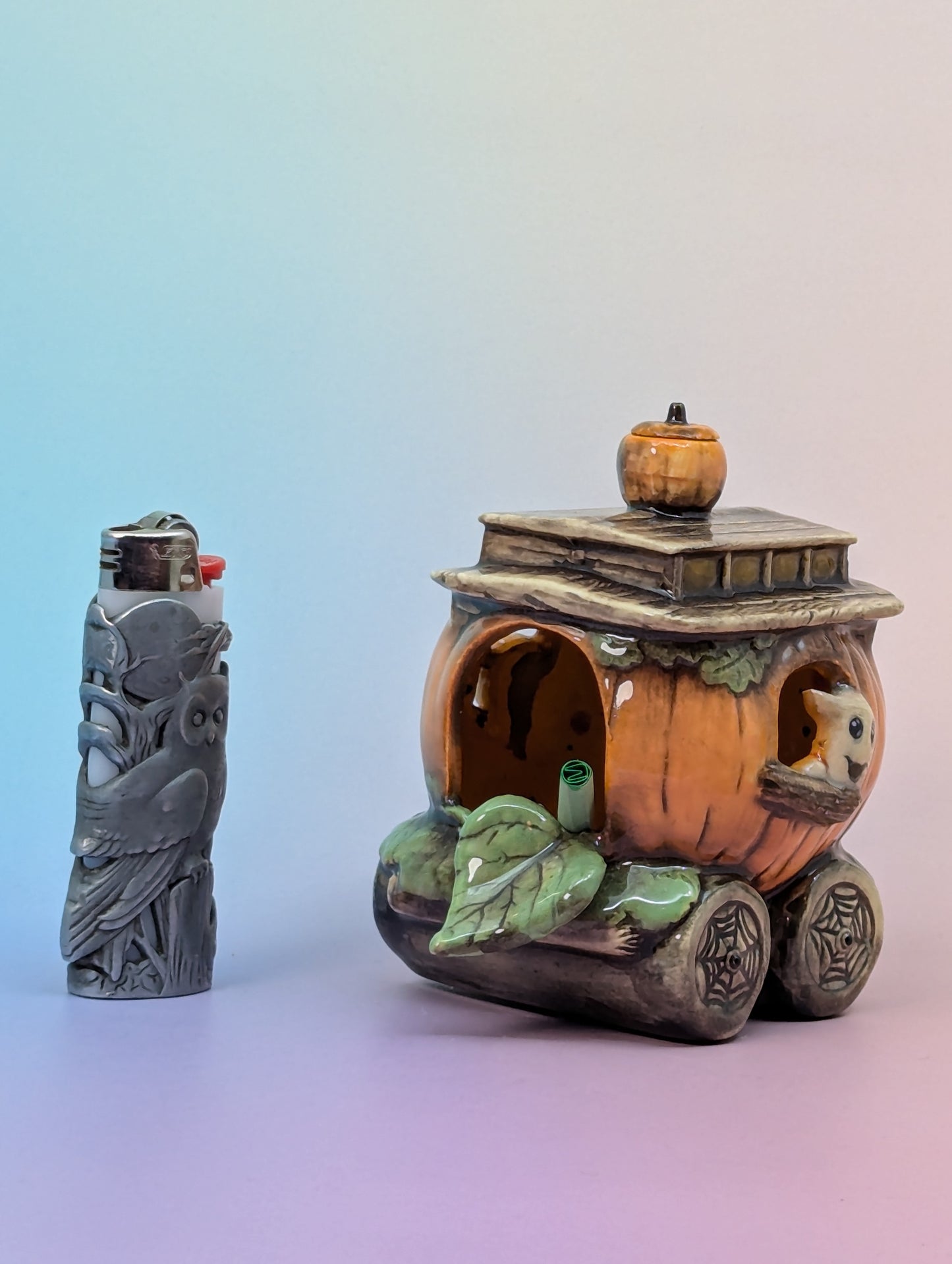 Pumpkin Train Car Ashtray/Incense Burner