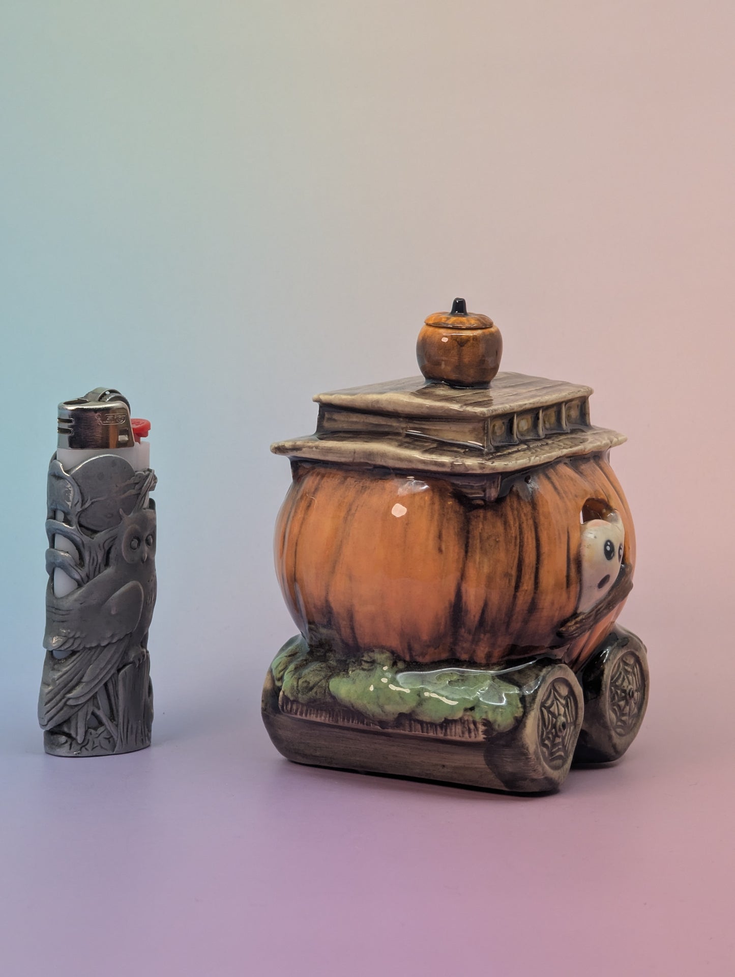 Pumpkin Train Car Ashtray/Incense Burner