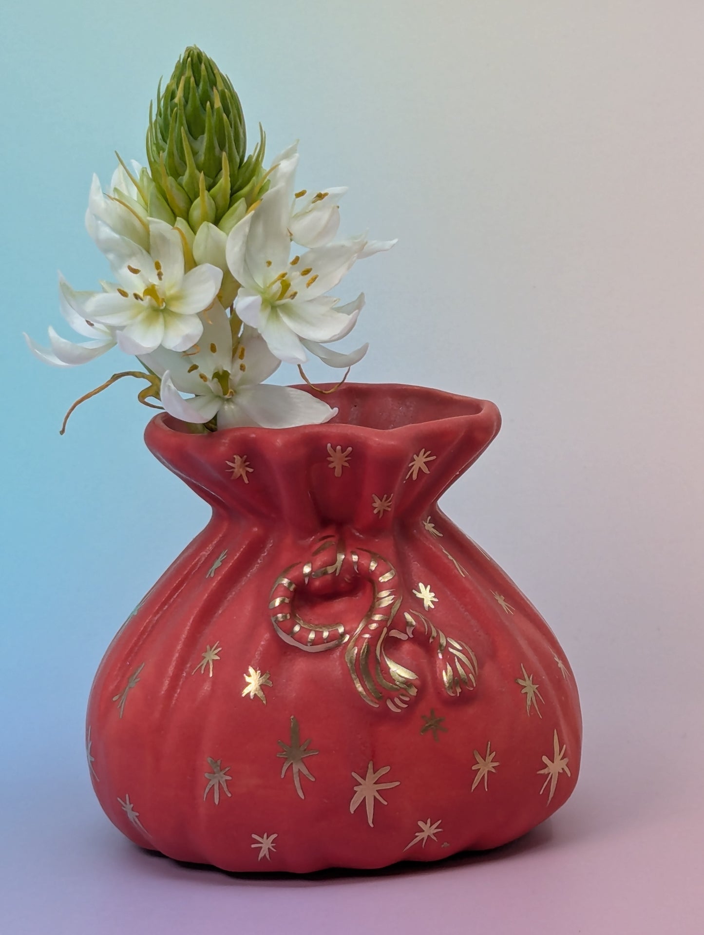 Salt Pouch/Vase with Stars & Wooden Spoon