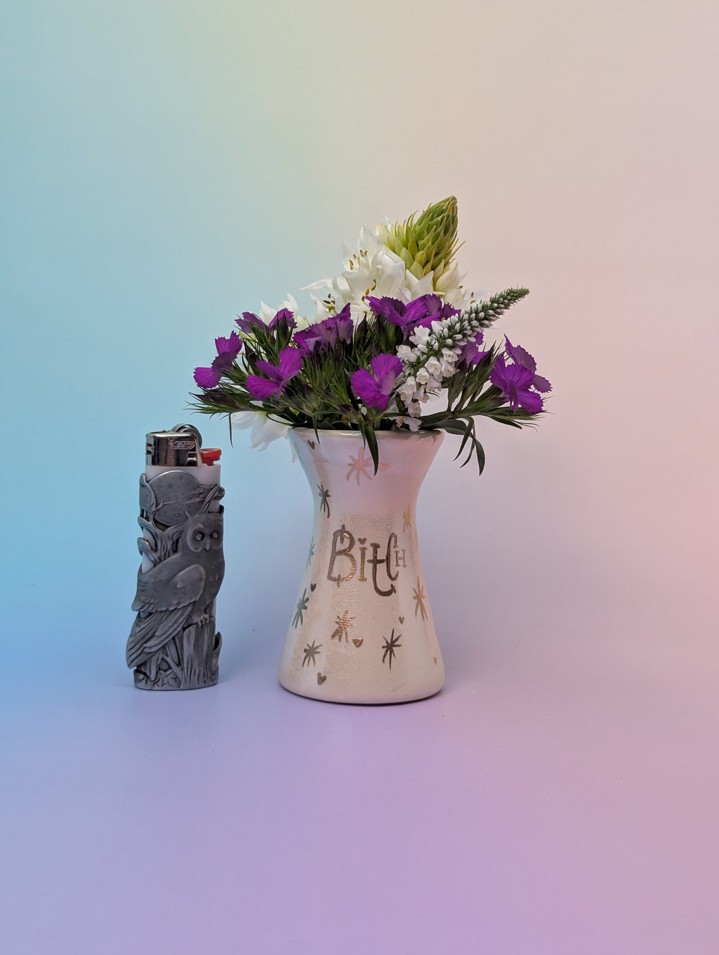 Bitchy Bud Vase W/Opalescent