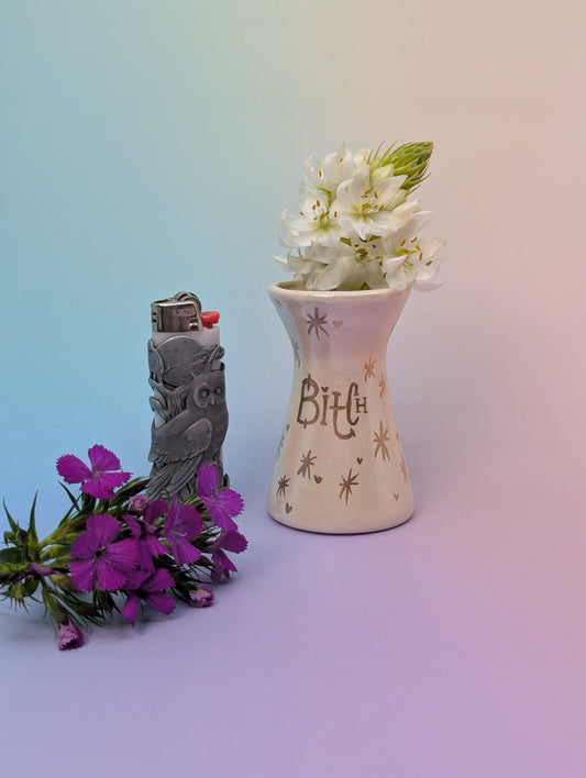 Bitchy Bud Vase W/Opalescent