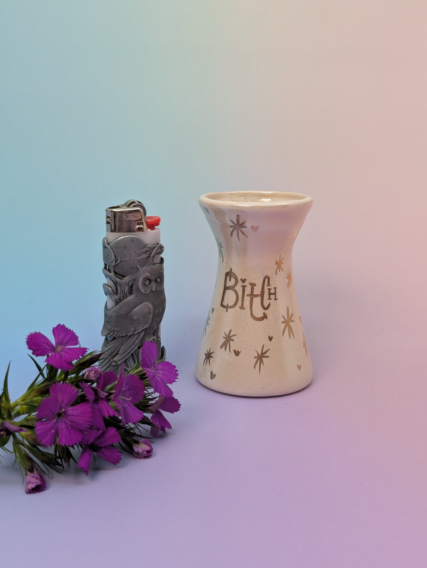 Bitchy Bud Vase W/Opalescent