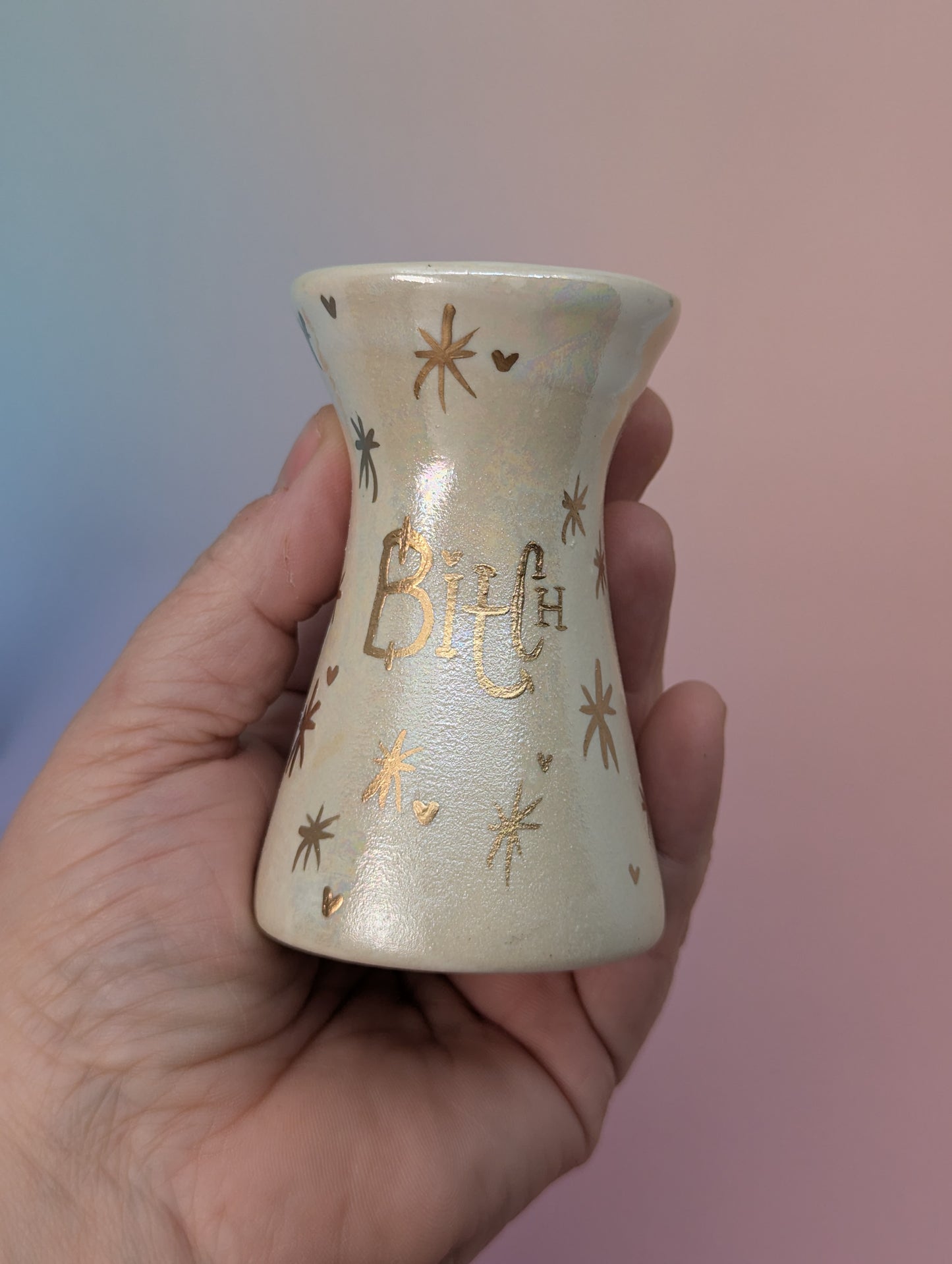 Bitchy Bud Vase W/Opalescent