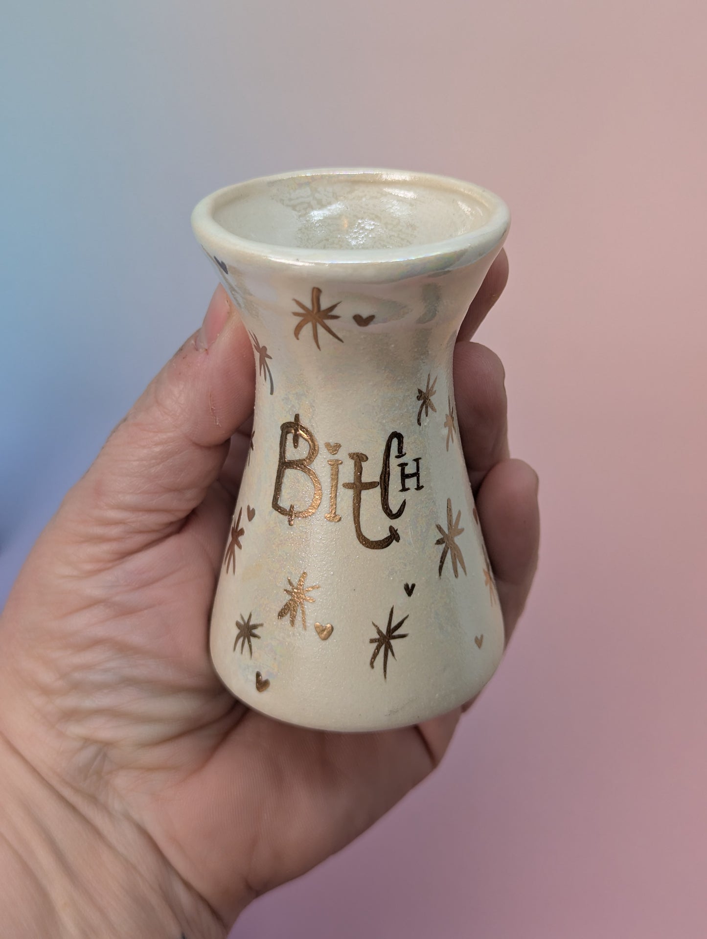 Bitchy Bud Vase W/Opalescent