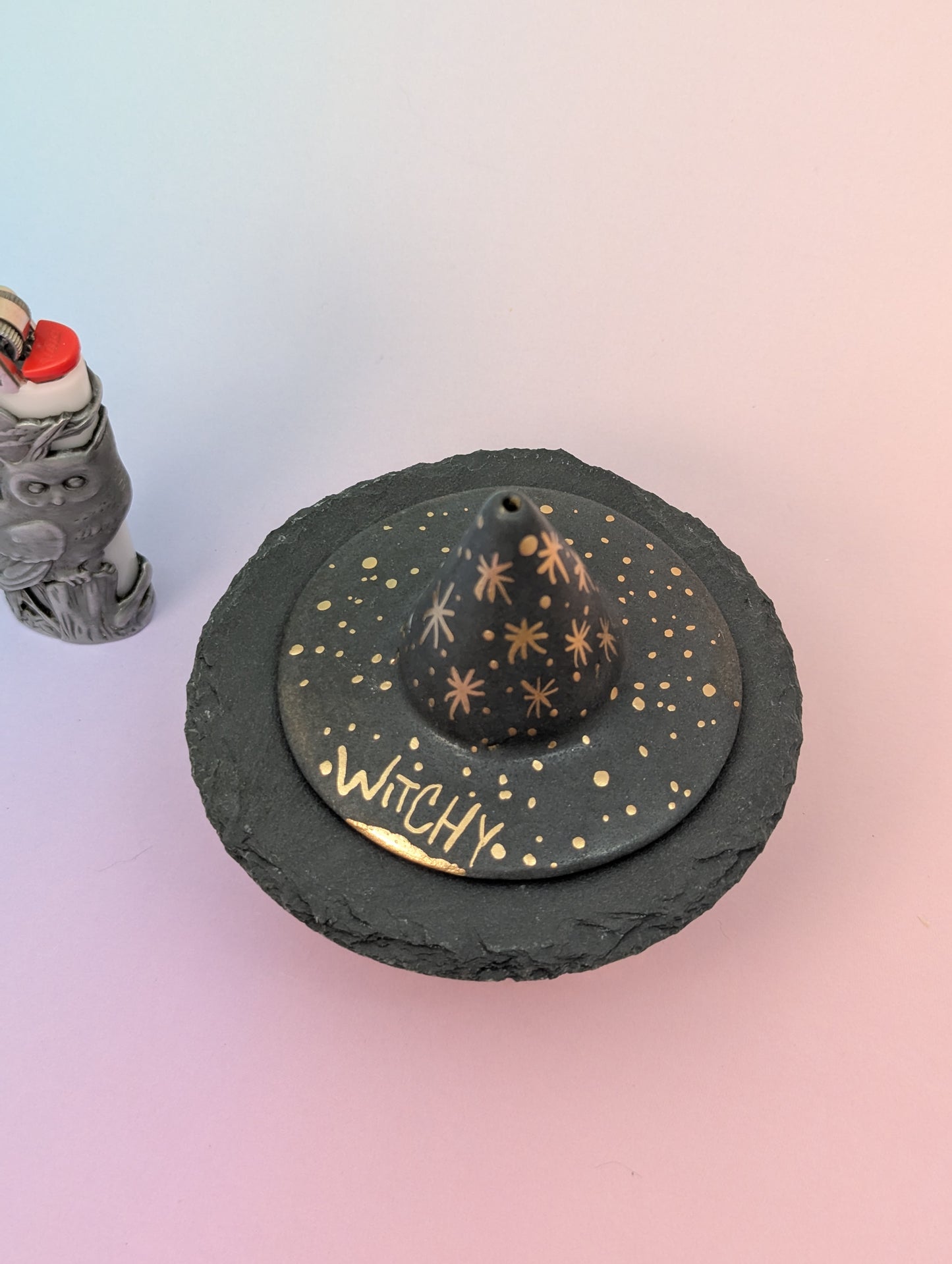 Witch Hat Incense Holder W/Slate Plate