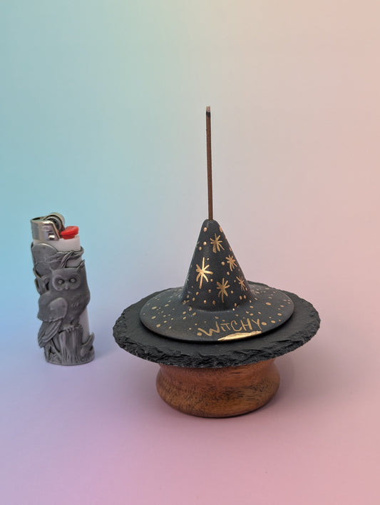 Witch Hat Incense Holder W/Slate Plate
