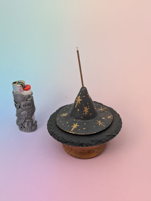 Witch Hat Incense Holder W/Slate Plate