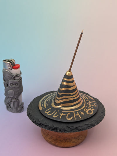 Witch Hat Incense Holder W/Slate Plate