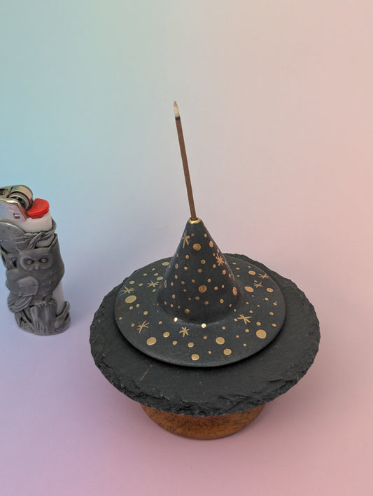 Witch Hat Incense Holder W/Slate Plate