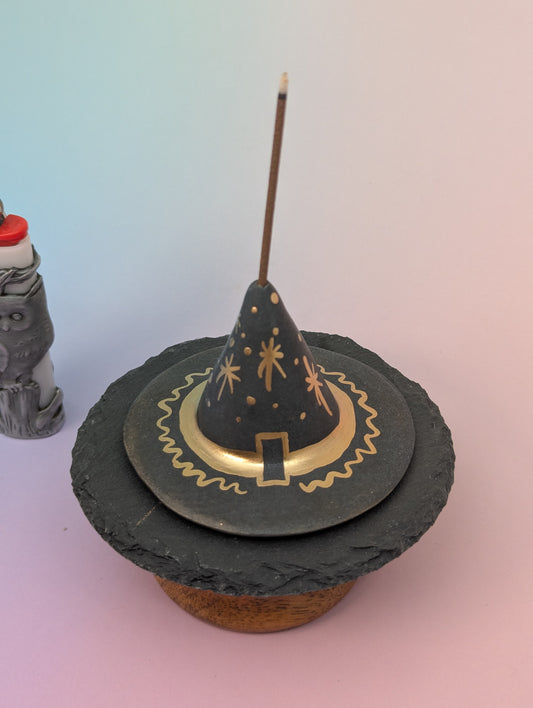 Witch Hat Incense Holder W/Slate Plate