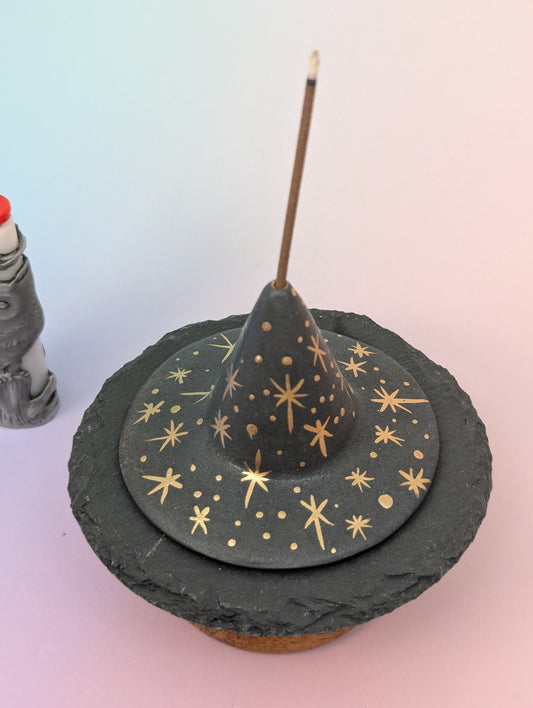 Witch Hat Incense Holder W/Slate Plate