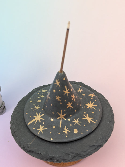 Witch Hat Incense Holder W/Slate Plate
