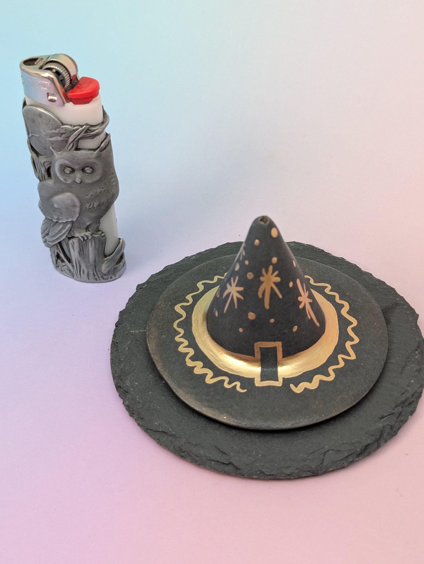 Witch Hat Incense Holder W/Slate Plate
