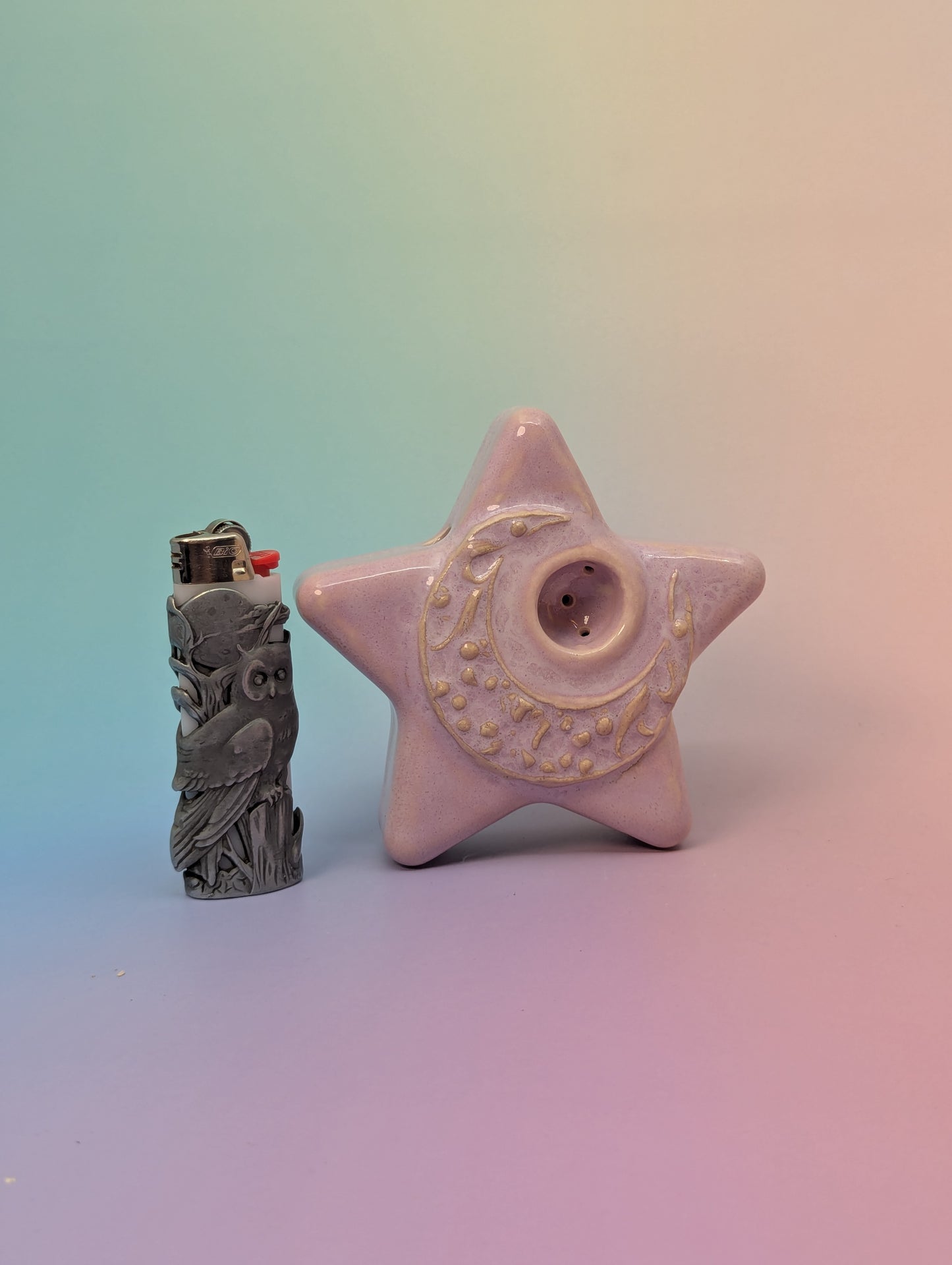 Floral Moon on Star Pipe - Floating Periwinkle
