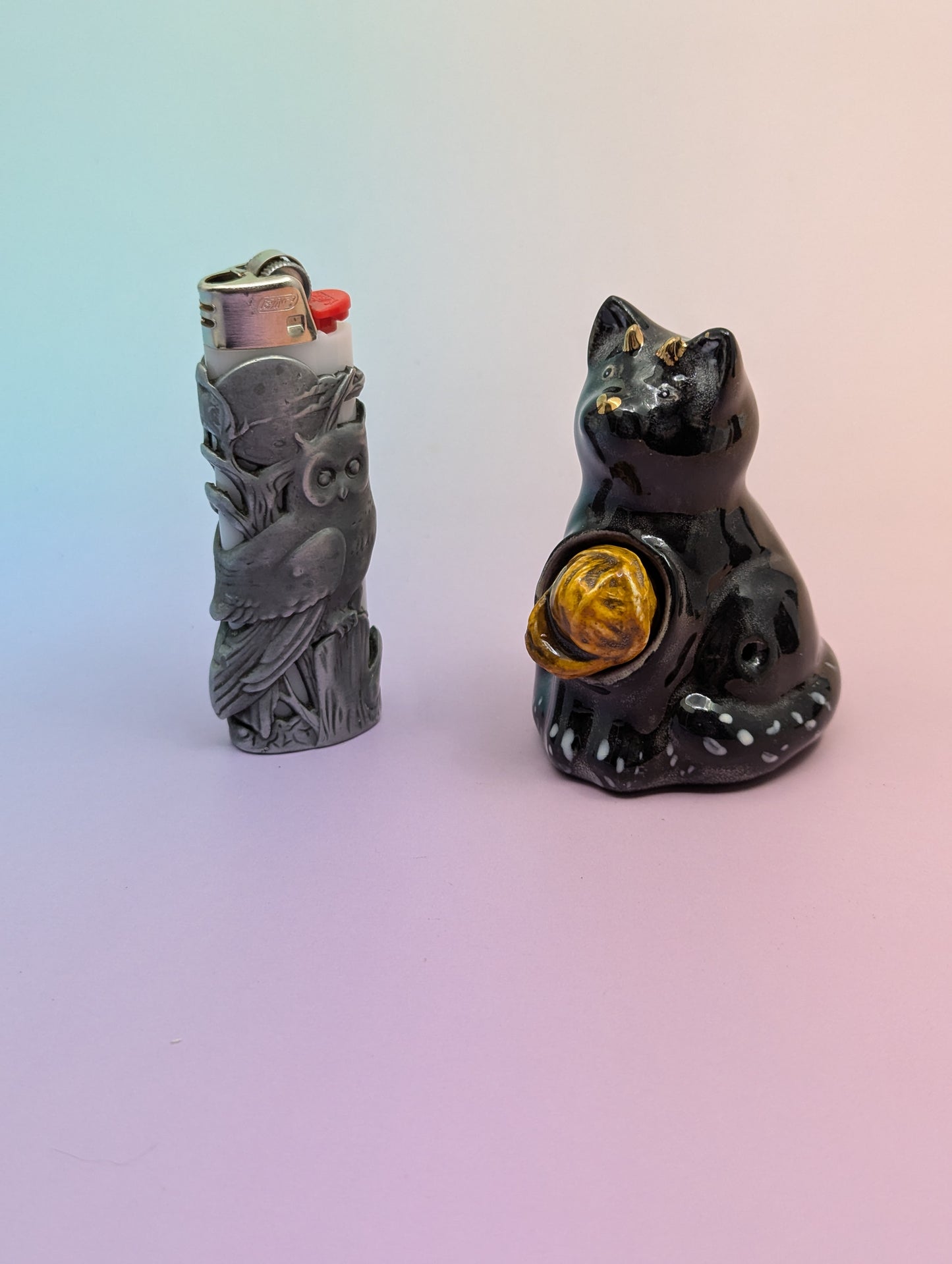 Black Cat Pipe W/Yarn Ball Stopper