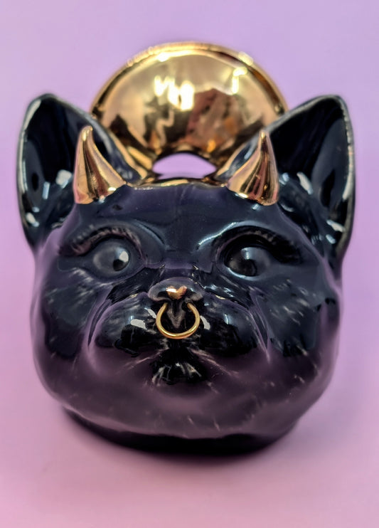 Devil Dink Ashtray w/ Gold Glaze Halo