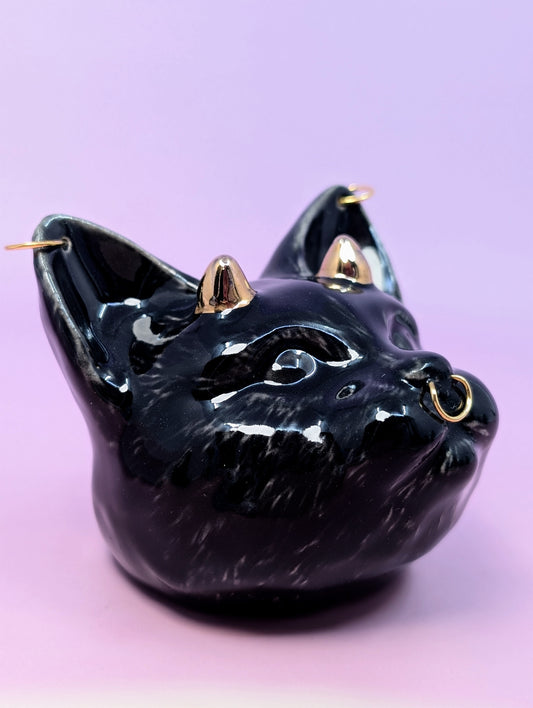 Devil Dink Ashtray w/ Gold Glaze