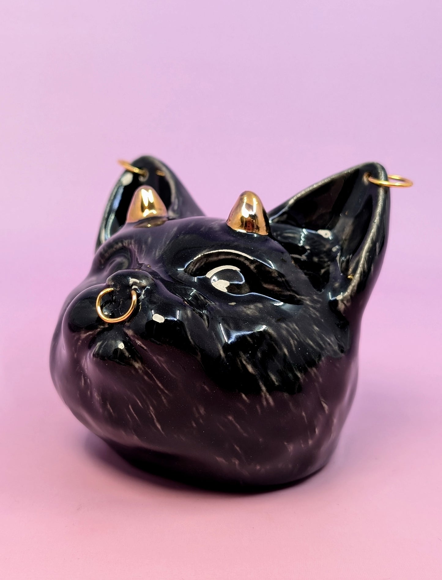 Devil Dink Ashtray w/ Gold Glaze