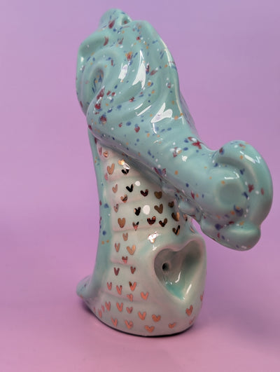 Dragon Pipe Heart Bowl w/ Gold Glaze