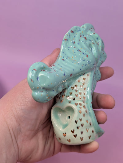 Dragon Pipe Heart Bowl w/ Gold Glaze