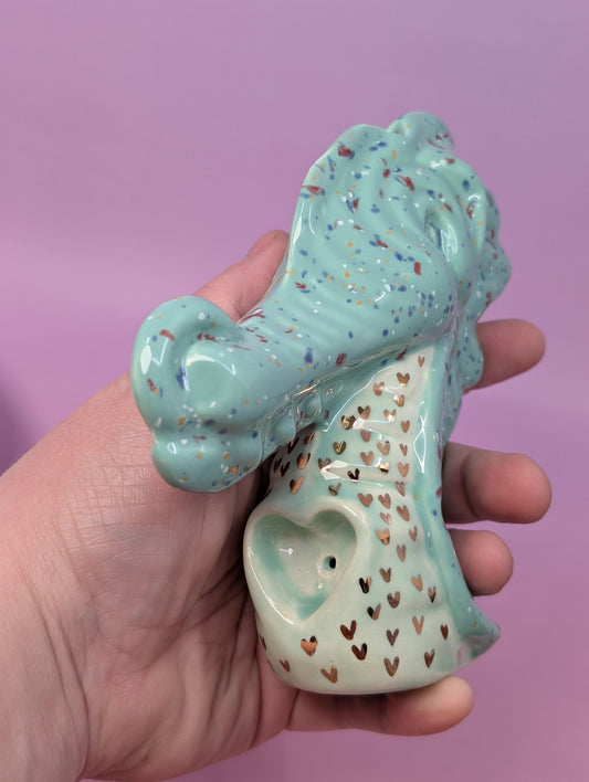 Dragon Pipe Heart Bowl w/ Gold Glaze