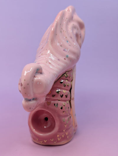 Dragon Pipe Round Bowl w/ Gold Glaze