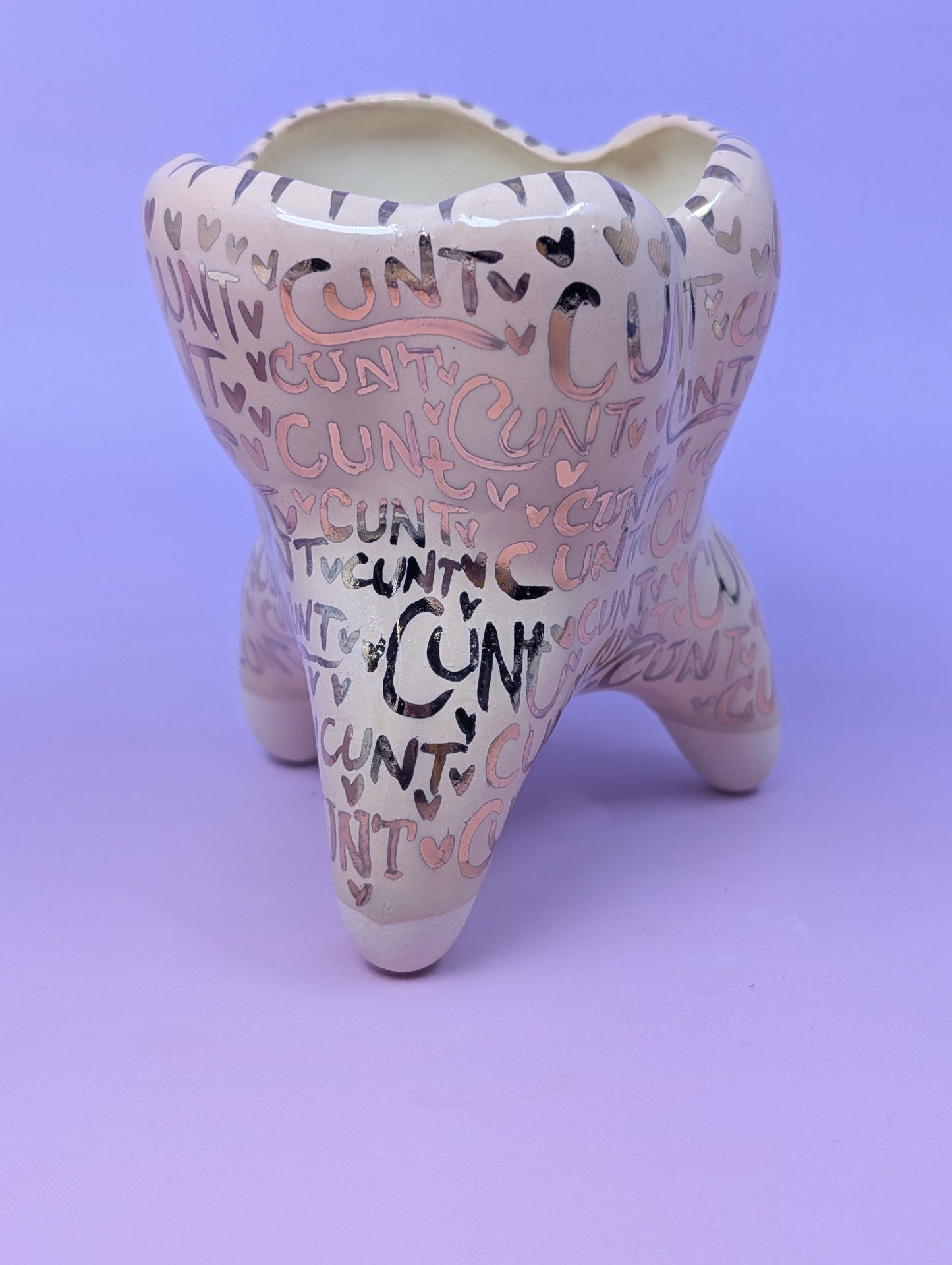 Cunty Molar Vase with Real Gold Glaze