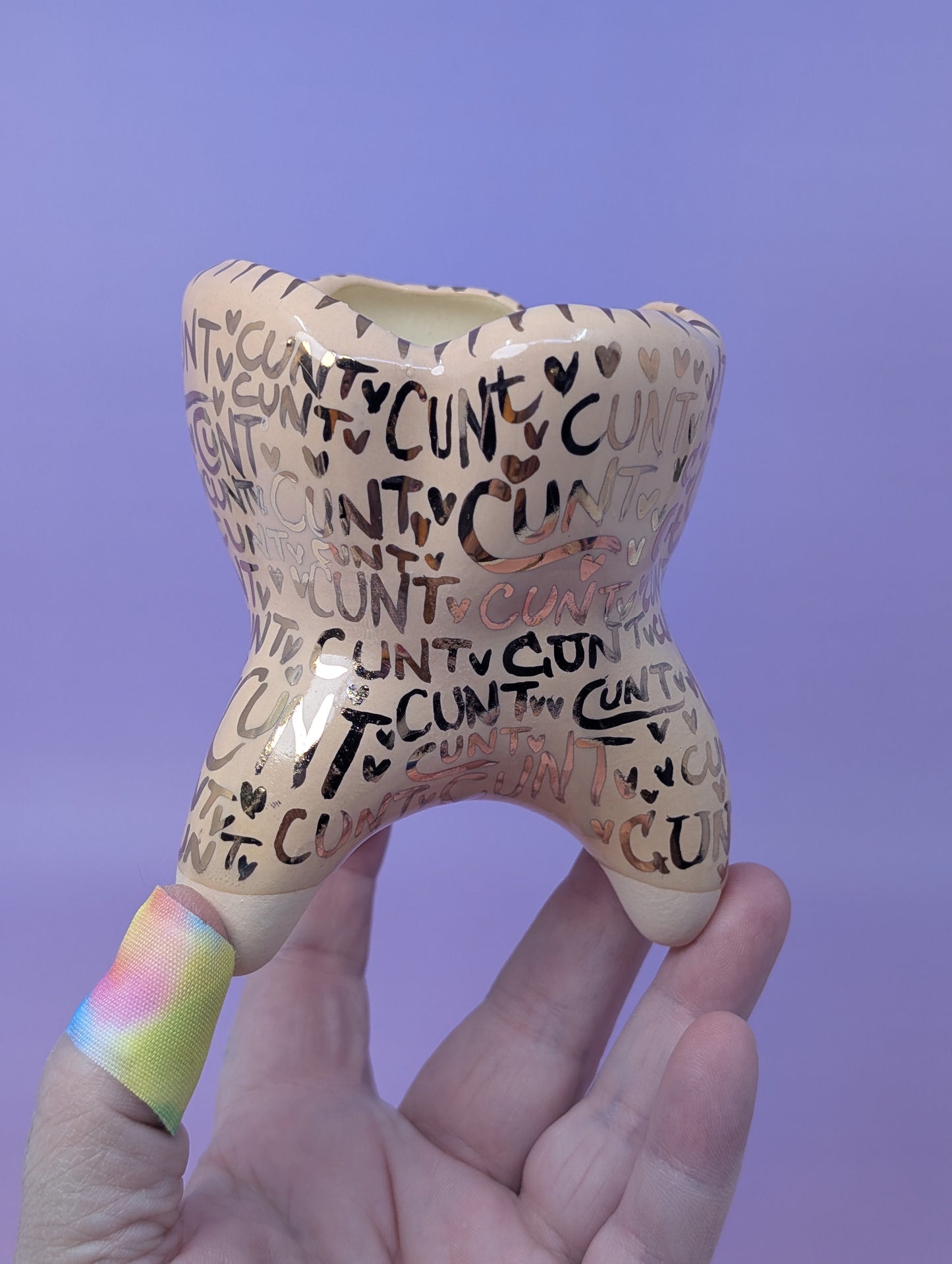 Cunty Molar Vase with Real Gold Glaze