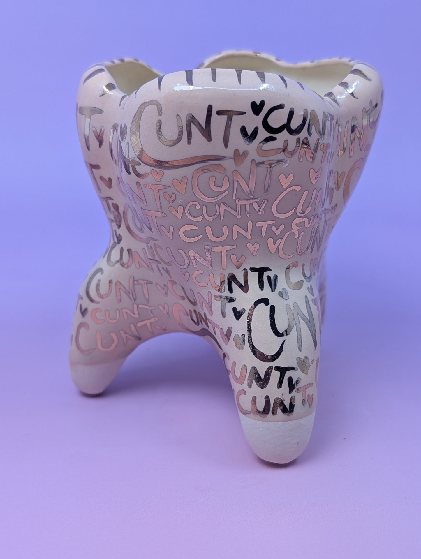 Cunty Molar Vase with Real Gold Glaze